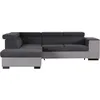 Image de Canapé dangle gauche convertible + coffre 5 places - Tissu gris - L 271 x P 220 x H 77 cm - ARMSTRONG - Fabriqué en Ukraine