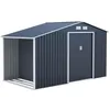 Image de Abri de jardin en métal et abri bûches 653 m² - 342 x 191 x 202 cm - SOLIS - Kit dancrage inclus 2 portes coulissantes - Gris