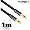 Image de Câble Audio Stéréo - AKASHI - Jack 3.5 mm mâle/mâle - 1 mètre - Noir - Connecteur double