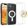 Image de Coque antichoc magsafe compatible iPhone 12/12 Pro Transparente + 2 protections écran - EVETANE