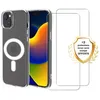 Image de Coque antichoc magsafe compatible iPhone 15 Transparente + 2 protections écran - EVETANE