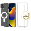 Image de Coque antichoc magsafe compatible iPhone 15 Plus Transparente + 2 protections écran - EVETANE