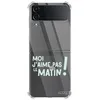 Image de Coque souple renforcée compatible Coque Samsung Galaxy Z Flip 4 - Motif Jaime pas le matin - EVETANE