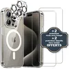 Image de Coque antichoc magsafe compatible iPhone 15 Pro Transparente + 2 protections écran et 2 protections objectif caméra - EVETANE