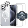 Image de Coque antichoc magsafe compatible iPhone 15 Pro Max Transparente + 2 protections écran et 2 protections objectif caméra - EVETANE