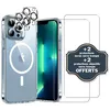 Image de Coque antichoc magsafe compatible iPhone 13 Pro Max Transparente + 2 protections écran et 2 protections objectif caméra - EVETANE