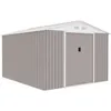 Image de Abri de jardin en métal 884 m² - 277 x 319 x 202 cm - URANUS - Kit dancrage inclus 2 portes coulissantes - Taupe