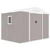 Image de Abri de jardin en métal 529 m² - 277 x 191 x 202 cm - VENUS Kit dancrage inclus 2 portes coulissantes 1 fenêtre latérale Taupe