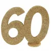 Image de Chiffre anniversaire décoratif - SANTEX - 60 ans - Or pailleté - Avec pied - 11 x 10 cm - Décoration de table