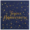 Image de 20 Serviettes papier Joyeux anniversaire bleu marine 25 x 25 cm - Bleu foncé