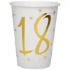 Image de Gobelets métallisés - 10 - 18 ans - Blanc et Or - 10 pièces - 27 cl max