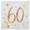 Image de Serviettes en Papier Anniversaire - Blanc et Or - 60 ans - JOUR DE FETE - Adulte