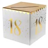 Image de tirelire danniversaire 18 ans - SANTEX - Joyeux anniversaire 18 ans - Blanc et or - Carton rigide - Forme carrée