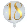 Image de Ballon métallique - 10 - 35 cm - Blanc - Doré - Décoration anniversaire chic