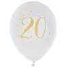 Image de Ballons gonflables - Joyeux Anniversaire - 20 ans - Blanc et doré - Hélium - 23 cm