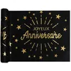 Image de Chemin de table intissé anniversaire noir et or 5 m x 30 cm - Noir