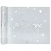 Image de Chemin de table intissé anniversaire blanc et argent 5m x 30 cm - Argent