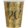 Image de 2 Lots de 10 Gobelets en carton anniversaire 20 ans noir et doré or 27cl REF/6788