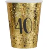 Image de 2 Lots de 10 Gobelets en carton anniversaire 40 ans noir et doré or 27cl REF/6788