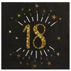 Image de 10 Serviettes papier Joyeux anniversaire 18 noir et or 33 x 33 cm - Noir