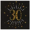 Image de 10 Serviettes papier Joyeux anniversaire 30 noir et or 18 33 x 33 cm - Noir
