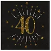 Image de 10 Serviettes papier Joyeux anniversaire 40 noir et or 18 33 x 33 cm - Noir