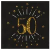 Image de 10 Serviettes papier Joyeux anniversaire 50 noir et or 18 33 x 33 cm - Noir