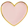 Image de 10 Assiettes carton coeur rose et or 225 x 20 cm - Rose