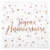 Image de 20 Serviettes papier Joyeux anniversaire rose gold 125 x 125 cm et 25 cm dépliées - Rose gold