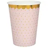 Image de Gobelets en carton - LE GEANT DE LA FETE - Lot de 10 - Pois dorés - Rose - 27 cl