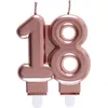 Image de Bougie anniversaire - SANTEX - 18 ans - Rose gold métallique - Double piques & 2 mèches - Paraffine/plastique 9x75cm