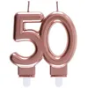 Image de REF/6932 -Décoration gâteau anniversaire avec bougie 50 ans rose gold métallique (x1)