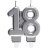 Image de REF/6931 -Décoration gâteau anniversaire avec bougie 18 ans argent métallique (x1)