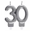 Image de REF/6931 -Décoration gâteau anniversaire avec bougie 30 ans argent métallique (x1)