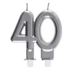 Image de REF/6931 -Décoration gâteau anniversaire avec bougie 40 ans argent métallique (x1)
