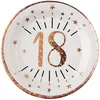 Image de Assiette anniversaire 18 ans blanche et rose gold 22.5cm (x10) REF/7348 Matière carton