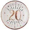 Image de Assiette anniversaire 20 ans blanche et rose gold 22.5cm (x10) REF/7348 Matière carton