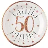 Image de Assiette anniversaire 50 ans blanche et rose gold 22.5cm (x10) REF/7348 Matière carton