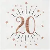 Image de Serviette de table anniversaire 20ans blanche et rose gold métallique (x10) REF/7350