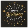 Image de Serviettes en papier - SANTEX - 7508-3 - Happy Birthday - Noir et Or - 10 pièces