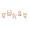 Image de Guirlande fanions - BANDEROLE - Baby Shower - 12 illustrations - 5m - Carton rose avec doré