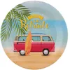 Image de 10 ASSIETTES CARTON ROND RETRAITE PLAGE Ø22.5CM Multicolore- VAISSELLE DE FÊTE