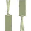 Image de Etiquette/Marque-place rectangle avec ruban vert Olive/Sauge (x12) REF/3312