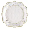 Image de 10 Assiettes en carton floral Champêtre en doré or métal avec du bleu et rose 21cm REF/8013 Baptême Baby Shower...