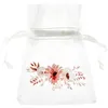 Image de 4 contenants en tissu organdi - 7 5 x 10 cm - Collection Amour Floral - JOUR DE FETE - Ivoire