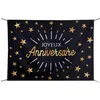 Image de Toile fond photo - Joyeux Anniversaire - Noir et Doré Or Métallisé - 210x150cm - Polyester - A suspendre