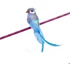 Image de Oiseau Perruche en plumes 13cm sur pince Turquoise