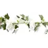 Image de Guirlande de Roses Blanches et feuilles de lierre 1m70