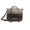 Image de Cartable - Anthracite - Femme - Coton et Cuir - Dimensions 33x38x10 cm - Fermeture zippée