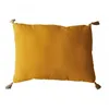 Image de Coussin - PAO-PAO - Moutarde - 50 x 70 cm - Non déhoussable - 4 pompons en jute